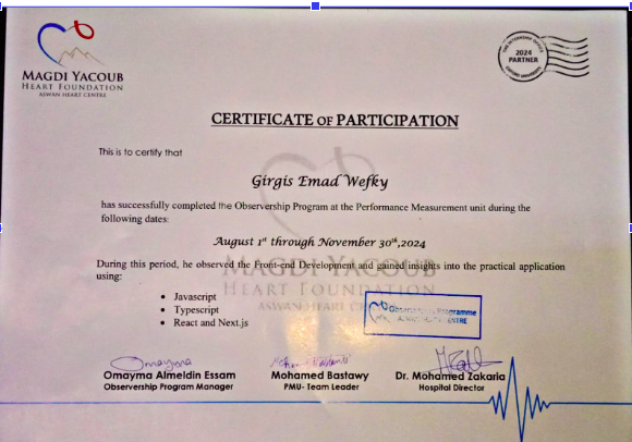 Full Stack Developer - Magdi Yacoub Heart Foundation